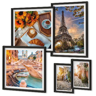 Set di 5 quadri Vista suggestiva del caffè