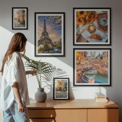 Set di 5 quadri con vista suggestiva del caffè