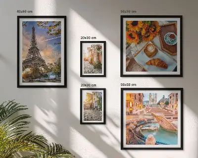 Set di 5 quadri con vista suggestiva del caffè