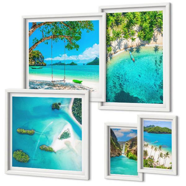 Polittico con cornice Spiagge tropicali, acque paradisiache