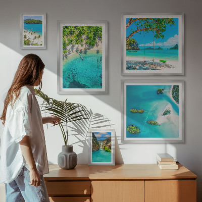 Polittico con cornice Spiagge tropicali, acque paradisiache