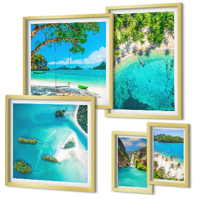 Polittico con cornice Spiagge tropicali, acque paradisiache