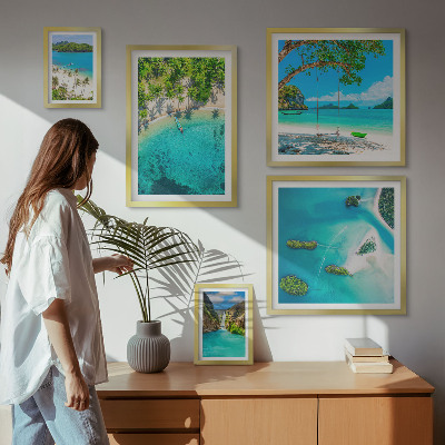 Polittico con cornice Spiagge tropicali, acque paradisiache