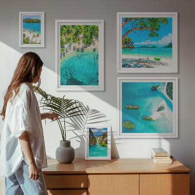 Polittico con cornice Spiagge tropicali, acque paradisiache