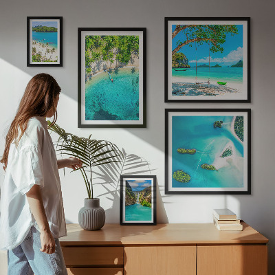 Polittico con cornice Spiagge tropicali, acque paradisiache