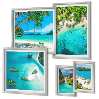 Polittico con cornice Spiagge tropicali, acque paradisiache