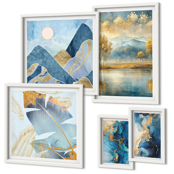 Set di 5 quadri Incantevoli paesaggi montani con vegetazione