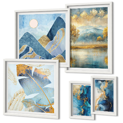 Set di 5 quadri Incantevoli paesaggi montani con vegetazione