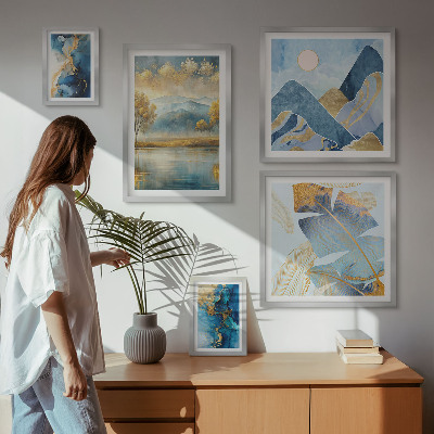 Set di 5 quadri Incantevoli paesaggi montani con vegetazione