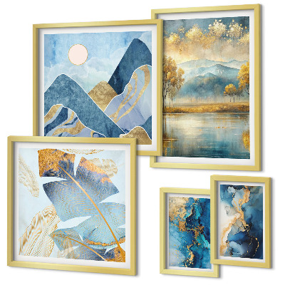 Set di 5 quadri Incantevoli paesaggi montani con vegetazione
