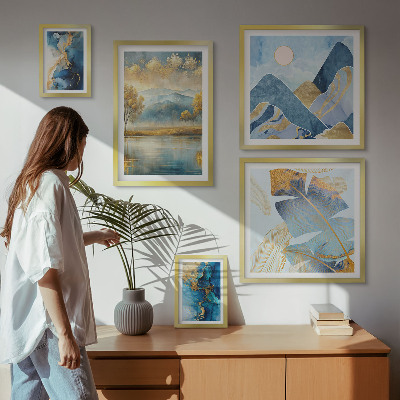 Set di 5 quadri Incantevoli paesaggi montani con vegetazione