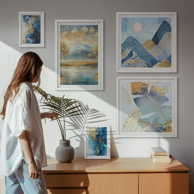Set di 5 quadri Incantevoli paesaggi montani con vegetazione