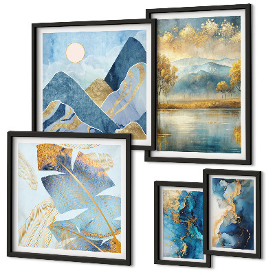 Set di 5 quadri Incantevoli paesaggi montani con vegetazione