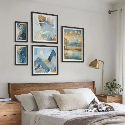 Set di 5 quadri con incantevoli paesaggi montani e vegetazione