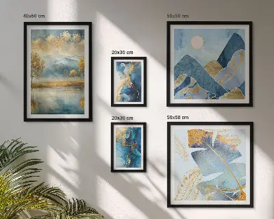 Set di 5 quadri con incantevoli paesaggi montani e vegetazione