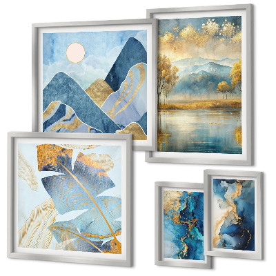 Set di 5 quadri Incantevoli paesaggi montani con vegetazione