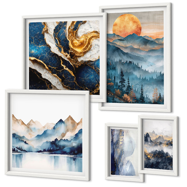 Set di 5 quadri Paesaggi montani dell'ovest