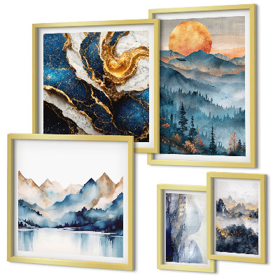 Set di 5 quadri Paesaggi montani dell'ovest