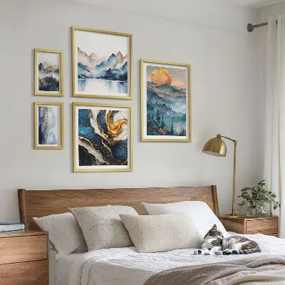 Set di 5 quadri con paesaggi montani dell'ovest