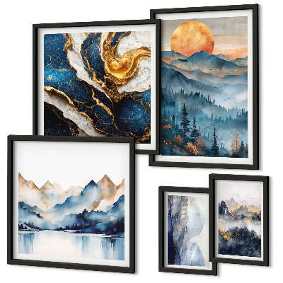 Set di 5 quadri Paesaggi montani dell'ovest