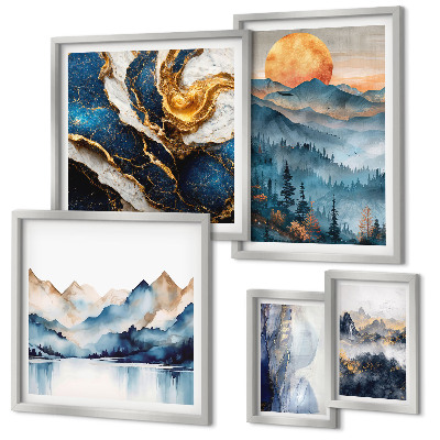 Set di 5 quadri Paesaggi montani dell'ovest