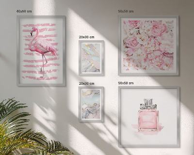 Set di quadri incorniciati Eleganti dettagli rosa con fiori di fenicottero