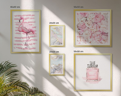 Set di quadri incorniciati Eleganti dettagli rosa con fiori di fenicottero
