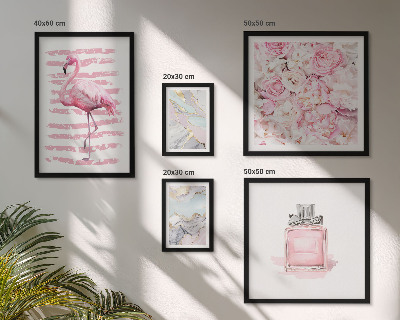 Set di quadri incorniciati Eleganti dettagli rosa con fiori di fenicottero