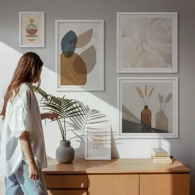 Set di quadri incorniciati con decorazioni floreali in stile boho