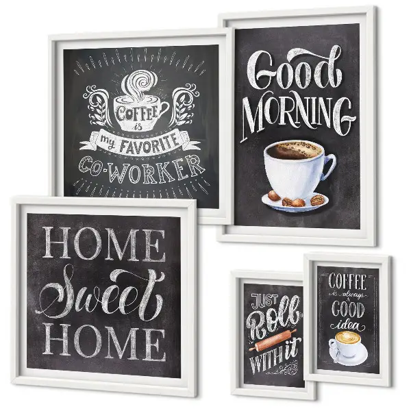 Set di 5 quadri con motivi rustici per la caffetteria