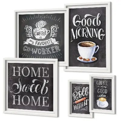 Set di 5 quadri con motivi rustici per la caffetteria
