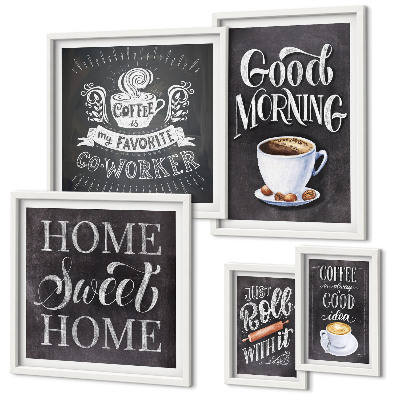 Set di 5 quadri Idee rustiche per il caffè