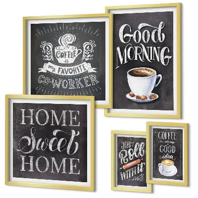 Set di 5 quadri con motivi rustici per la caffetteria