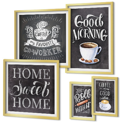 Set di 5 quadri Idee rustiche per il caffè