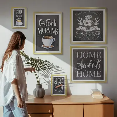 Set di 5 quadri con motivi rustici per la caffetteria