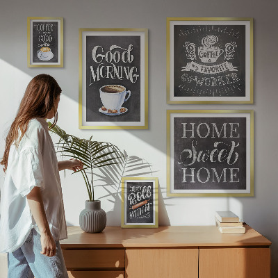Set di 5 quadri Idee rustiche per il caffè