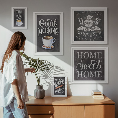 Set di 5 quadri Idee rustiche per il caffè