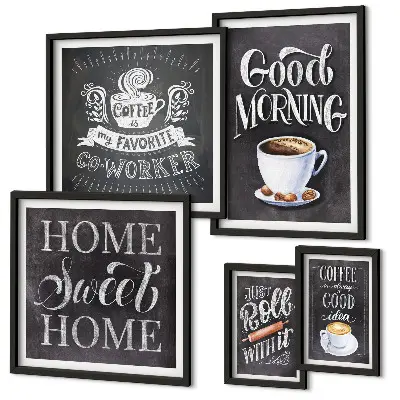 Set di 5 quadri con motivi rustici per la caffetteria
