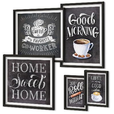 Set di 5 quadri Idee rustiche per il caffè