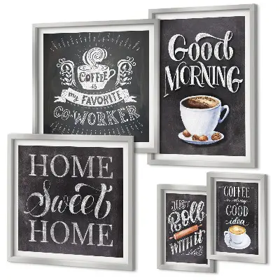Set di 5 quadri con motivi rustici per la caffetteria