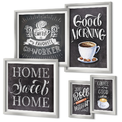 Set di 5 quadri Idee rustiche per il caffè