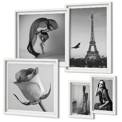 Set di quadri incorniciati Parigi elegante in bianco e nero