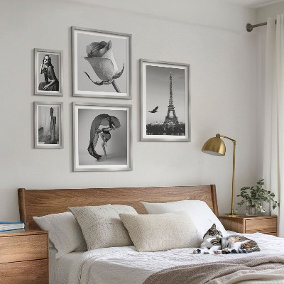 Set di quadri incorniciati Parigi elegante in bianco e nero