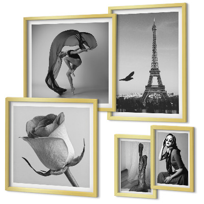 Set di quadri incorniciati Parigi elegante in bianco e nero