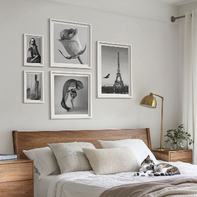 Set di quadri incorniciati Parigi elegante in bianco e nero