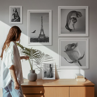Set di quadri incorniciati Parigi elegante in bianco e nero