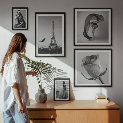Set di quadri incorniciati Parigi elegante in bianco e nero