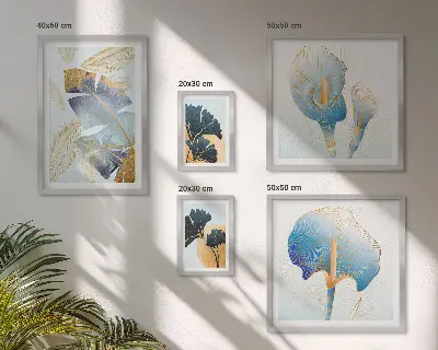 Set di 5 quadri con motivi vegetali moderni