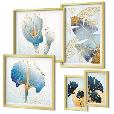 Set di 5 quadri con motivi vegetali moderni