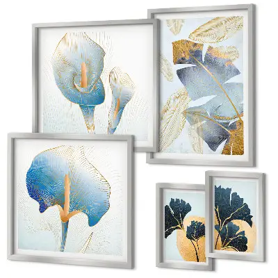 Set di 5 quadri con motivi vegetali moderni